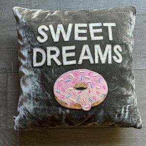 EUC Bow & Drape Embellished Velvet Pillow